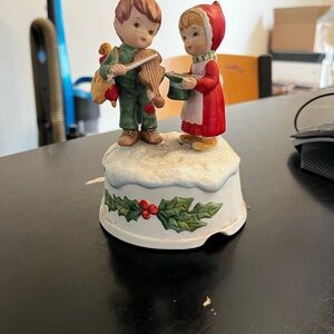 Vintage Christmas Figurine with Boy and Girl